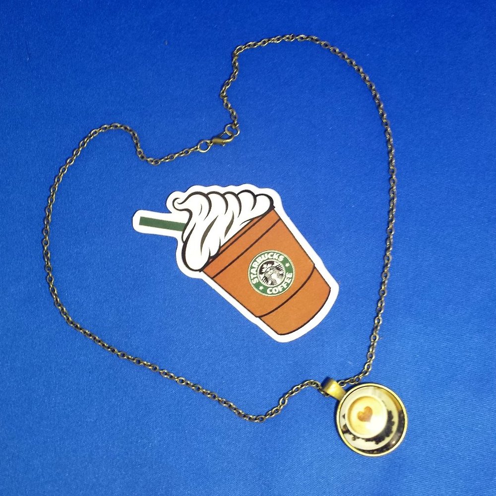 Cup of Coffee necklace  w/ Bronze Trim